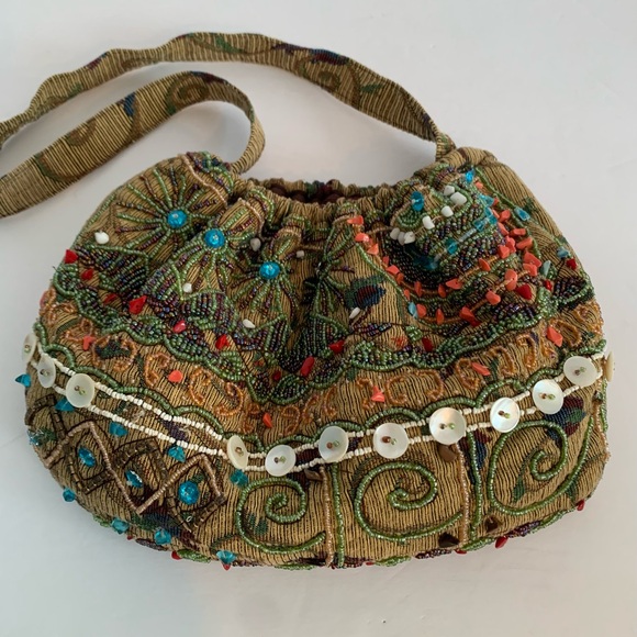 Handbags - Beaded Tapestry Boho Hobo Shoulder Bag